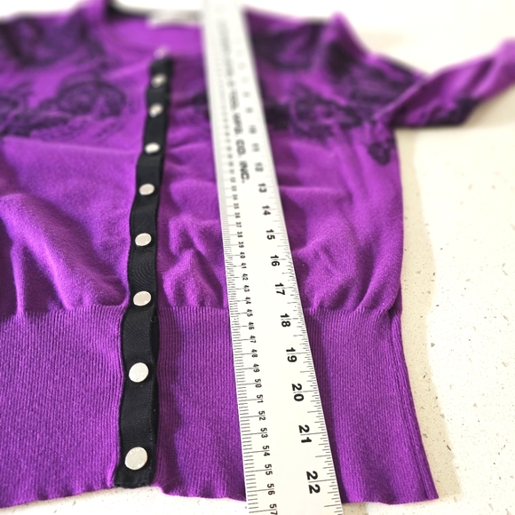 Karen Millen cardigan in purple with black print size 4 - Picture 6 of 9